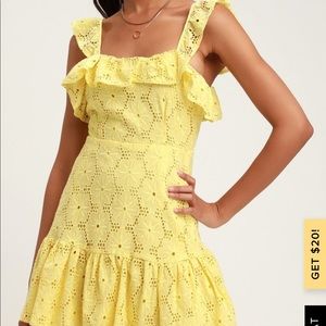 Yellow Lulus Ruffles Eyelet sleeveless Dress